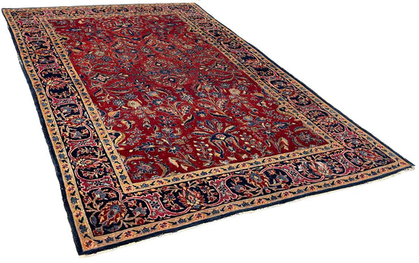 4'2"x6'7" "Painted" Kashan Hand Knotted