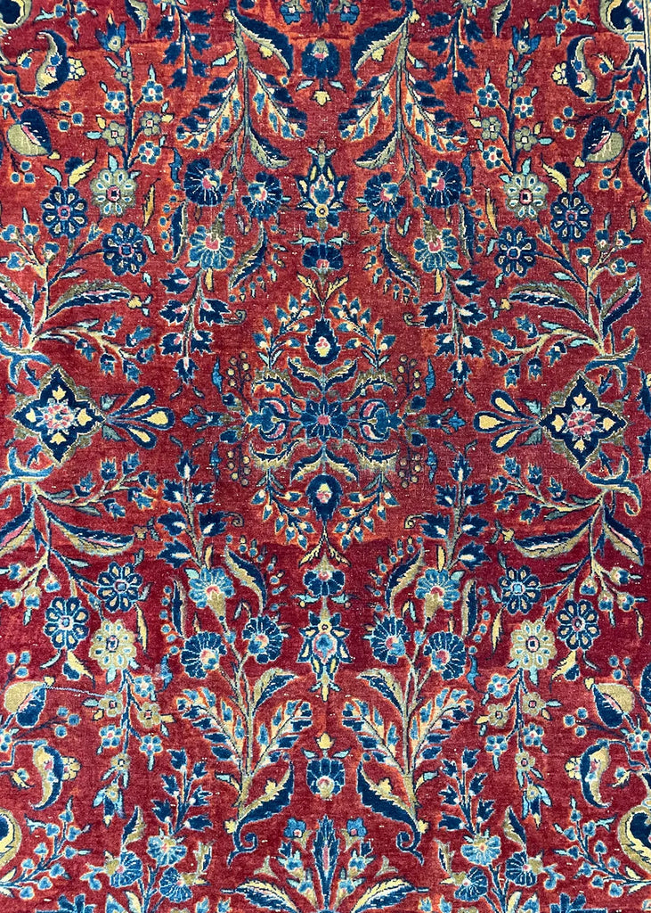 4'2"x6'7" "Painted" Kashan Hand Knotted