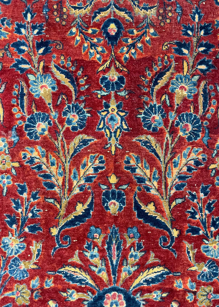 4'2"x6'7" "Painted" Kashan Hand Knotted