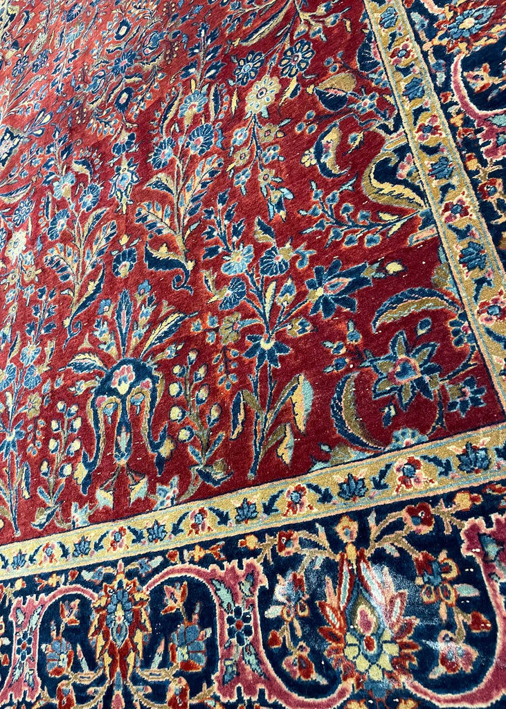 4'2"x6'7" "Painted" Kashan Hand Knotted