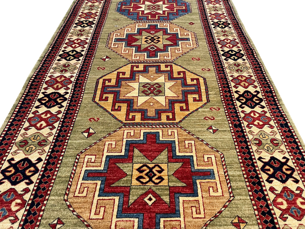4'2"x7'9" Afghan-Moghan Hand Knotted
