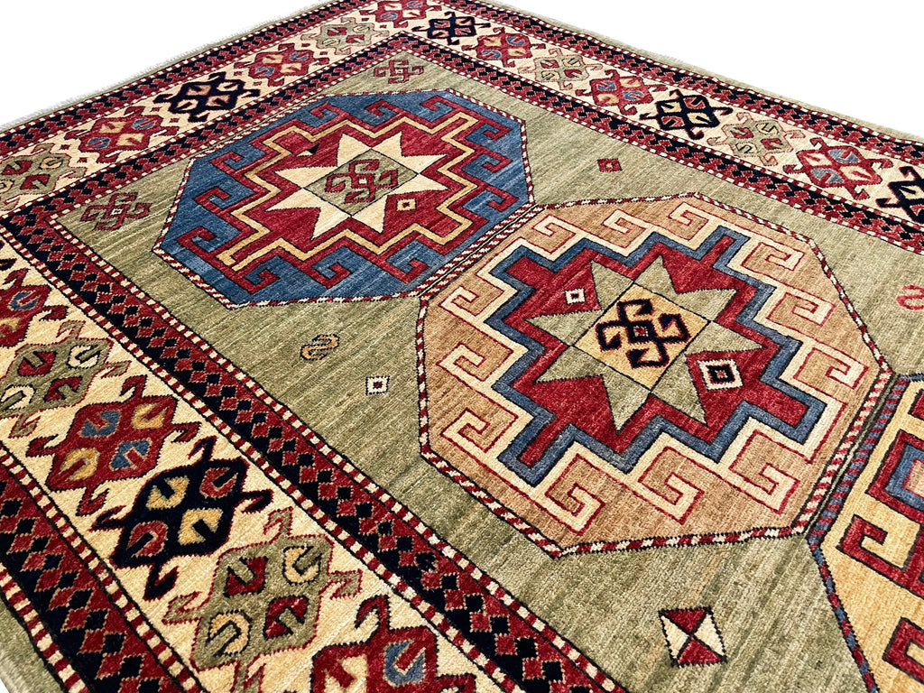 4'2"x7'9" Afghan-Moghan Hand Knotted