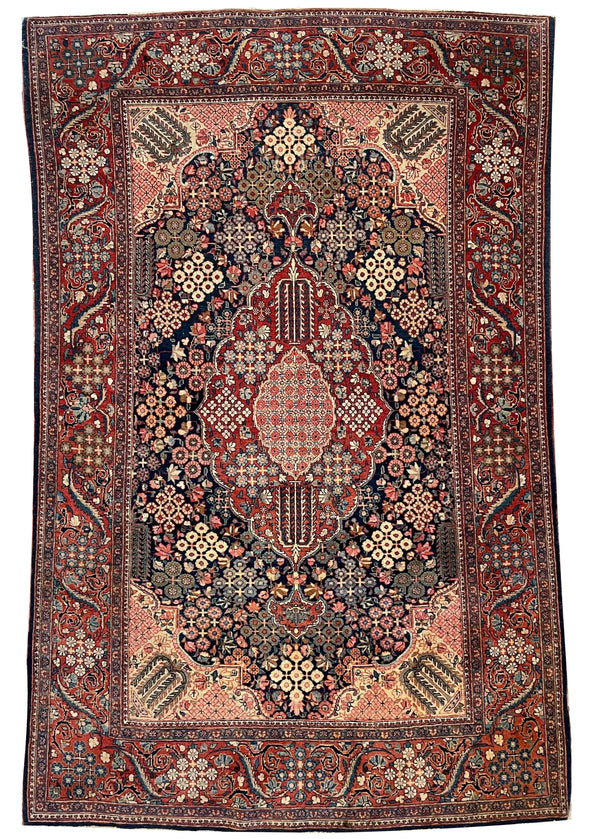 4'3"x6'6" Kashan Hand Knotted