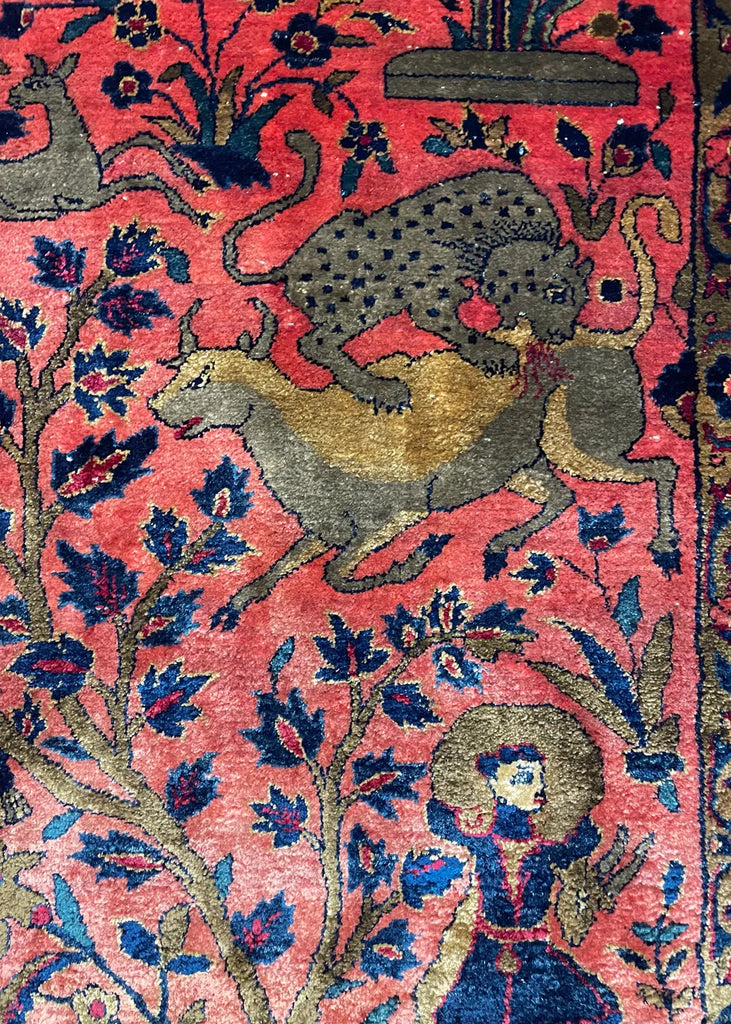 4'3"x6'8" Kashan Hand Knotted