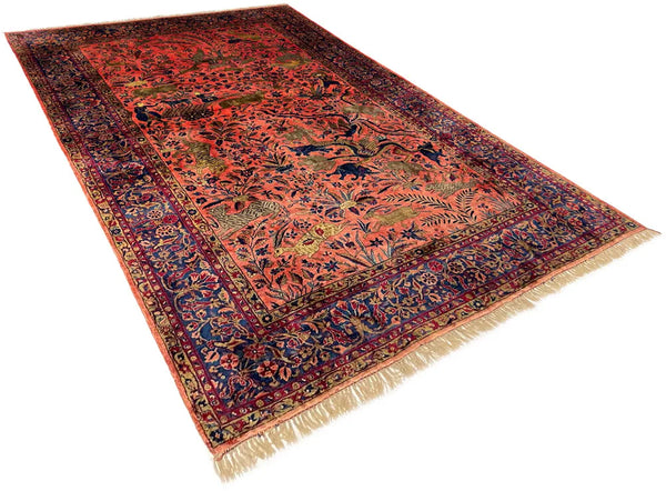 4'3"x6'8" Kashan Hand Knotted