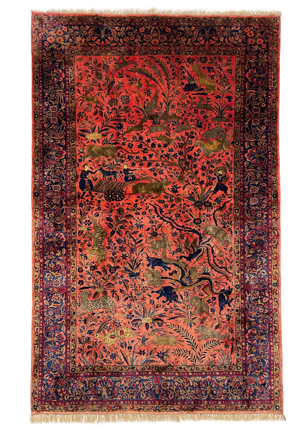4'3"x6'8" Kashan Hand Knotted