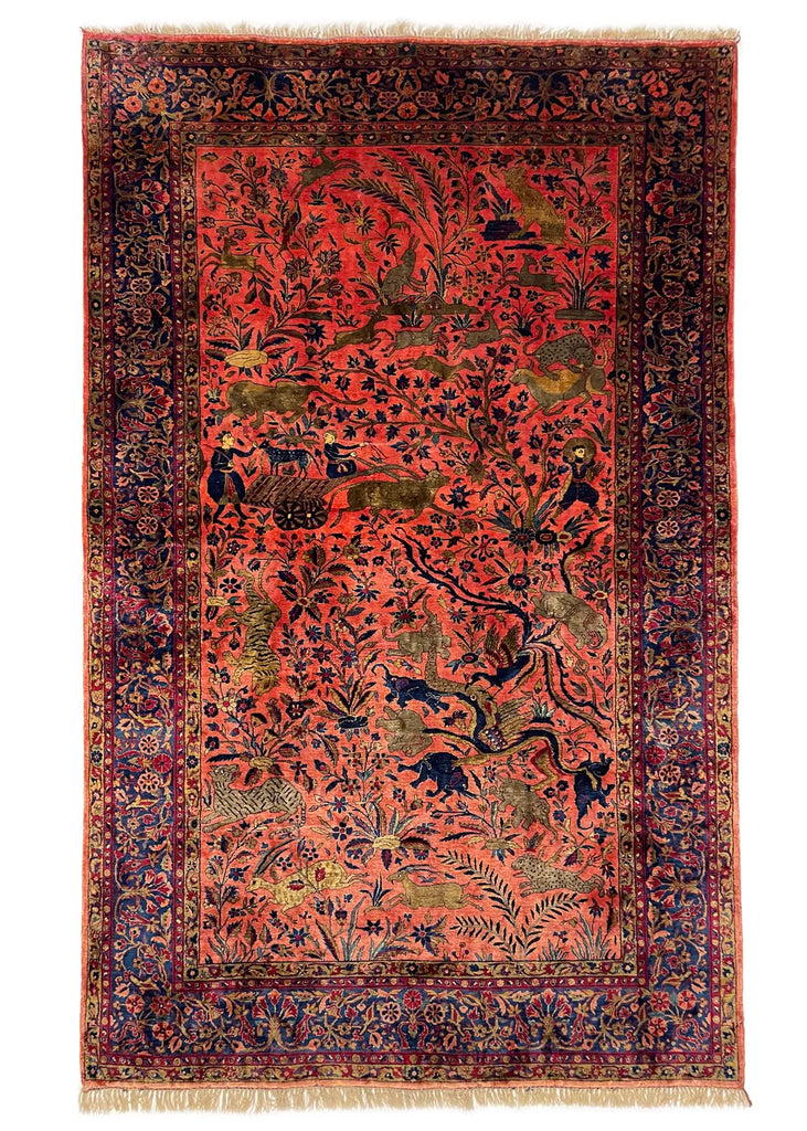 4'3"x6'8" Kashan Hand Knotted