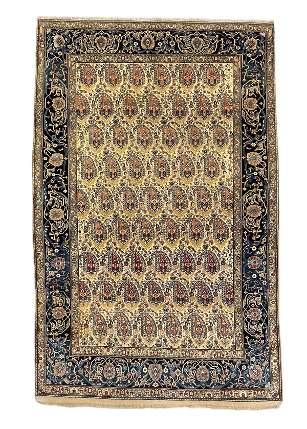 4'3"x6'9" Mohtasham Kashan Hand Knotted