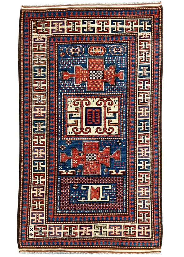 4'3"x7'2" Kazak Hand Knotted