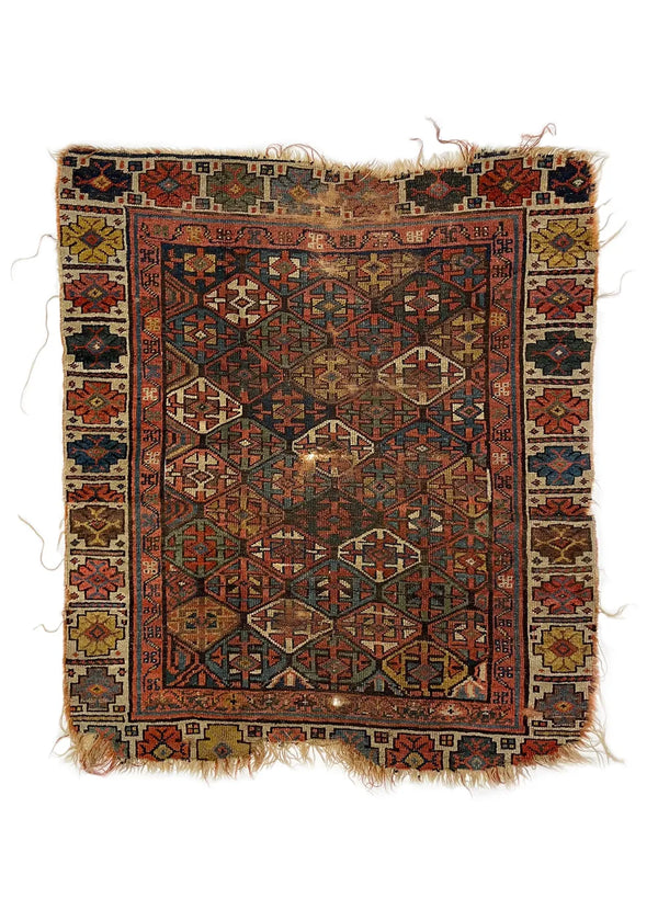 4'4"x5' Sauj Bolag Kurdish Fragment Hand Knotted
