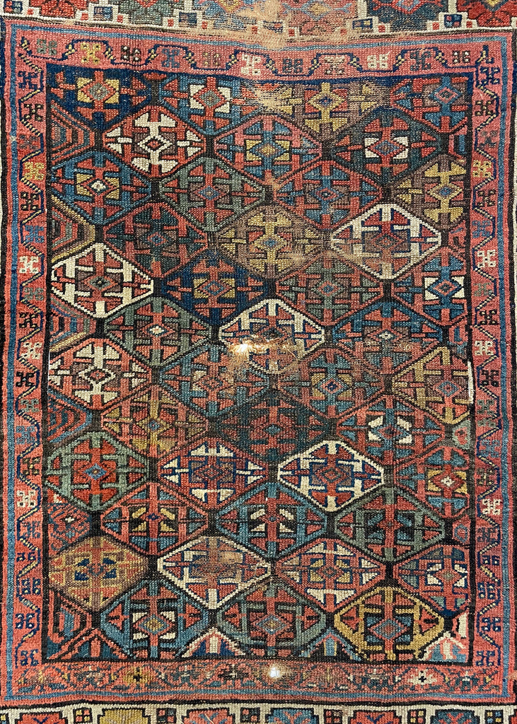 4'4"x5' Sauj Bolag Kurdish Fragment Hand Knotted