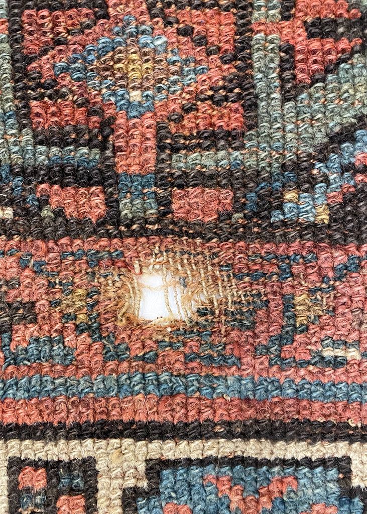 4'4"x5' Sauj Bolag Kurdish Fragment Hand Knotted