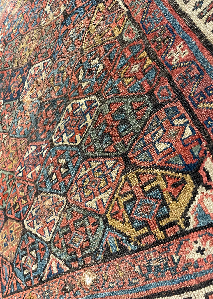 4'4"x5' Sauj Bolag Kurdish Fragment Hand Knotted