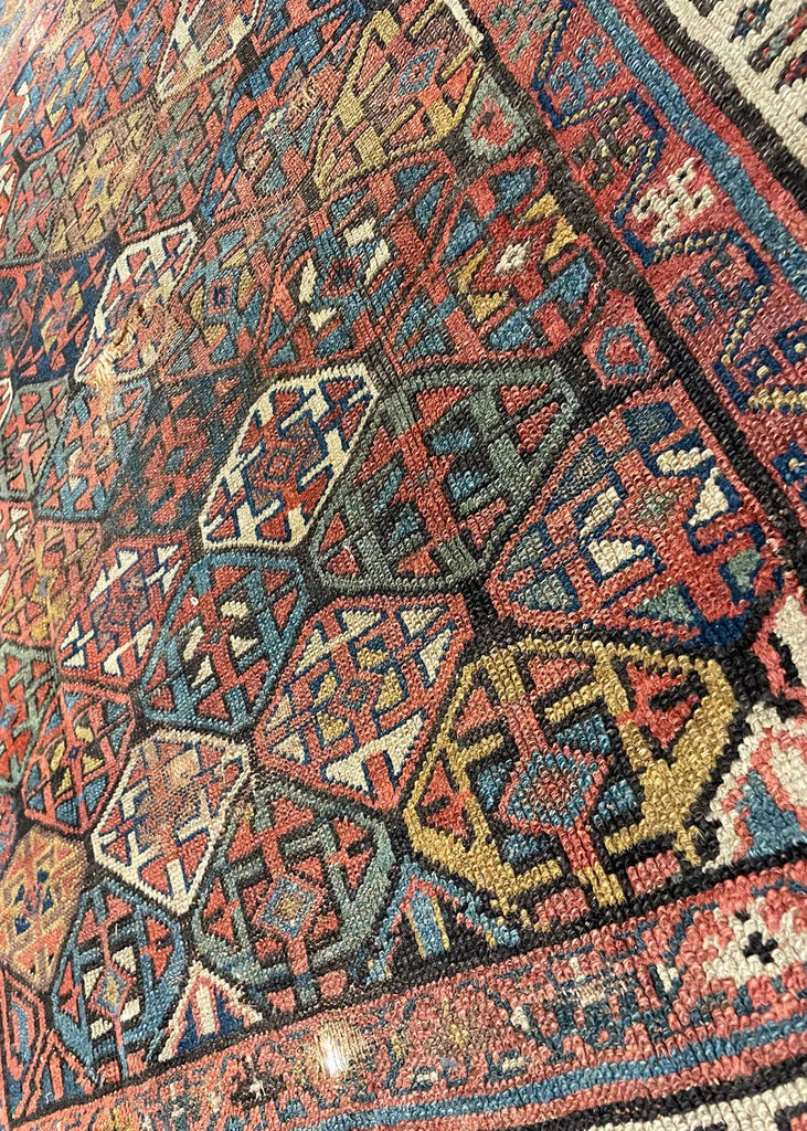 4'4"x5' Sauj Bolag Kurdish Fragment Hand Knotted