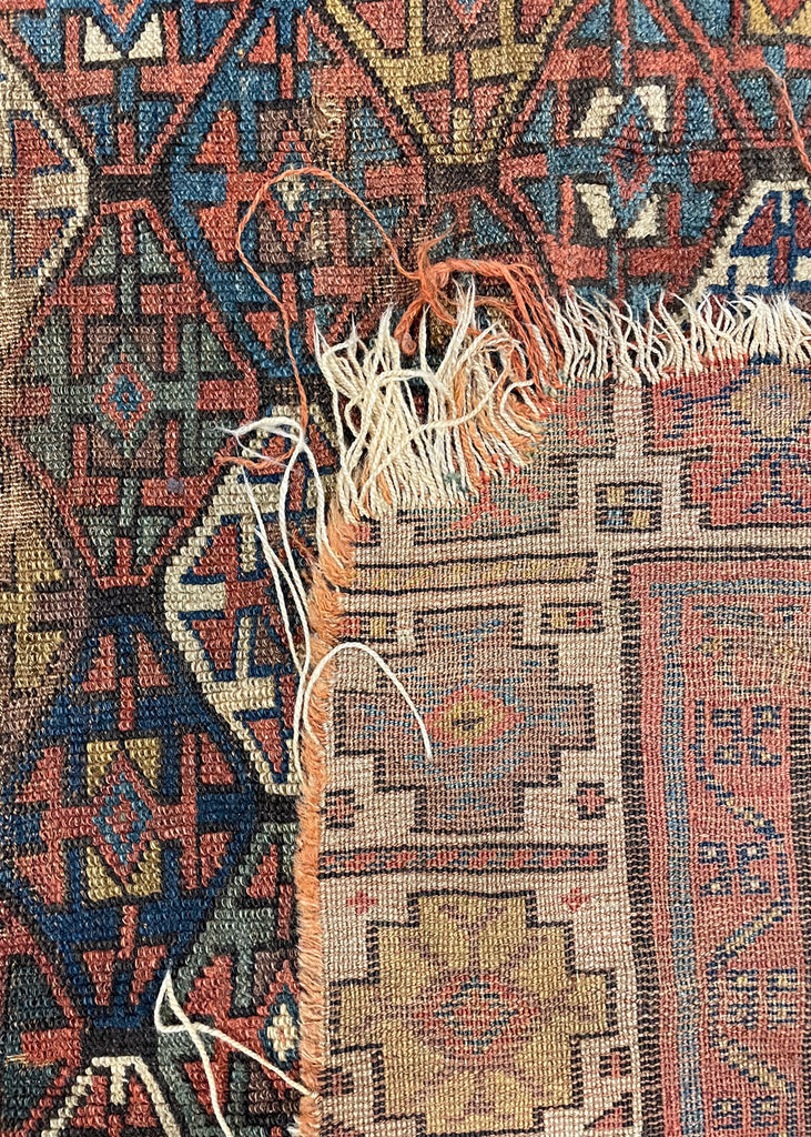4'4"x5' Sauj Bolag Kurdish Fragment Hand Knotted