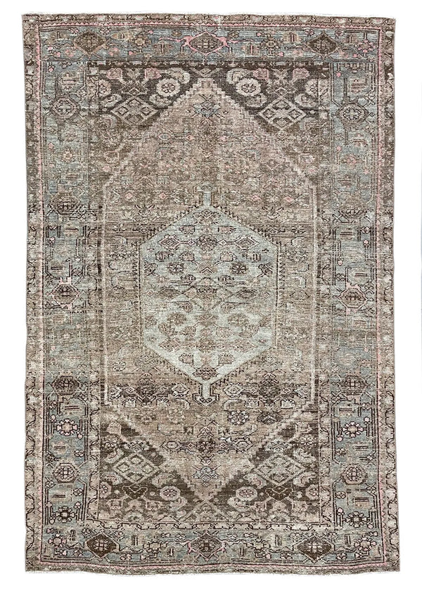 4'4"x6'7" Hamadan Hand Knotted
