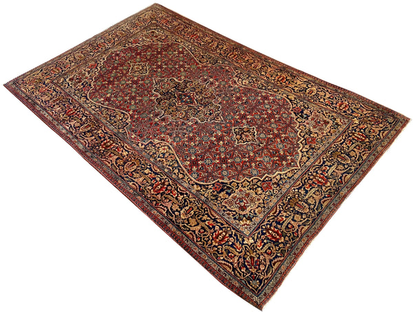 4'4"x6'7" Mohtashem Kashan Hand Knotted