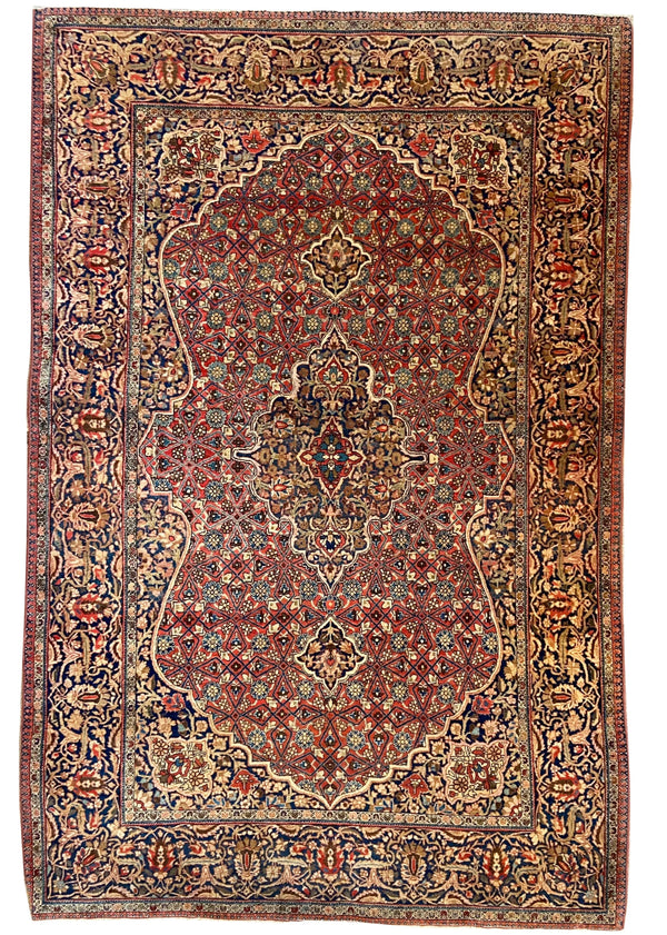 4'4"x6'7" Mohtashem Kashan Hand Knotted