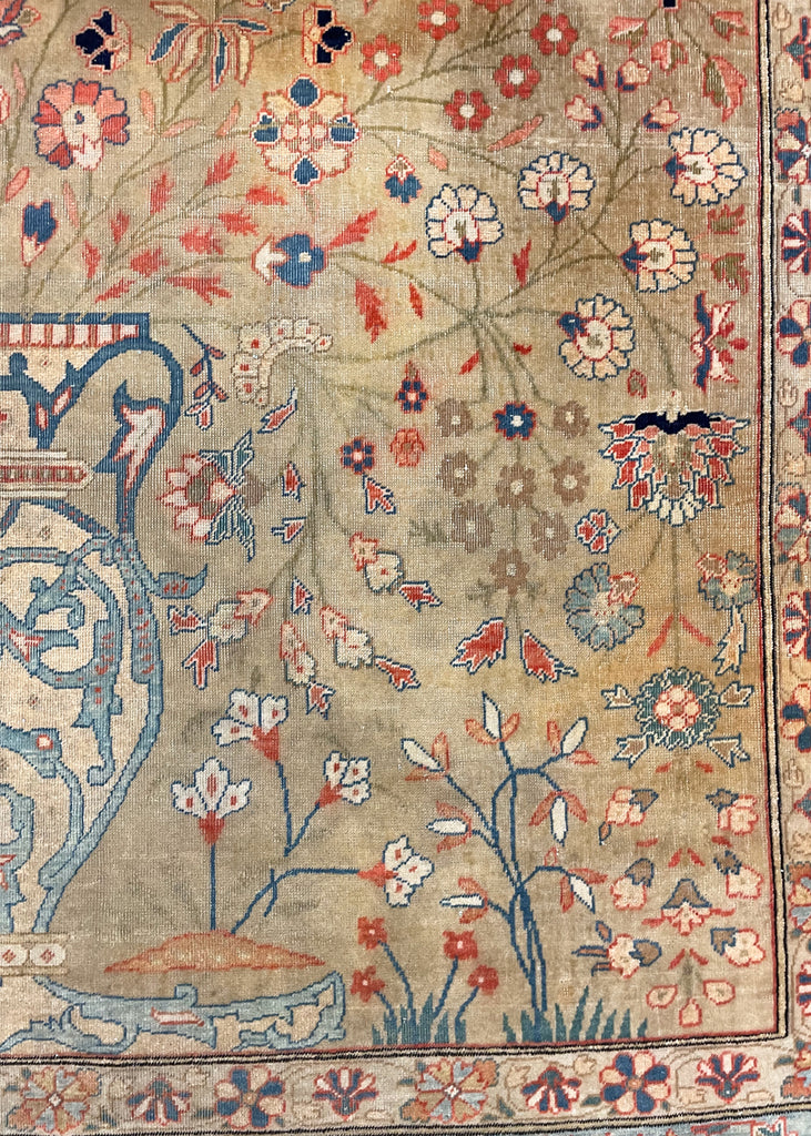 4'4"x7' Mohtashem Kashen Hand Knotted