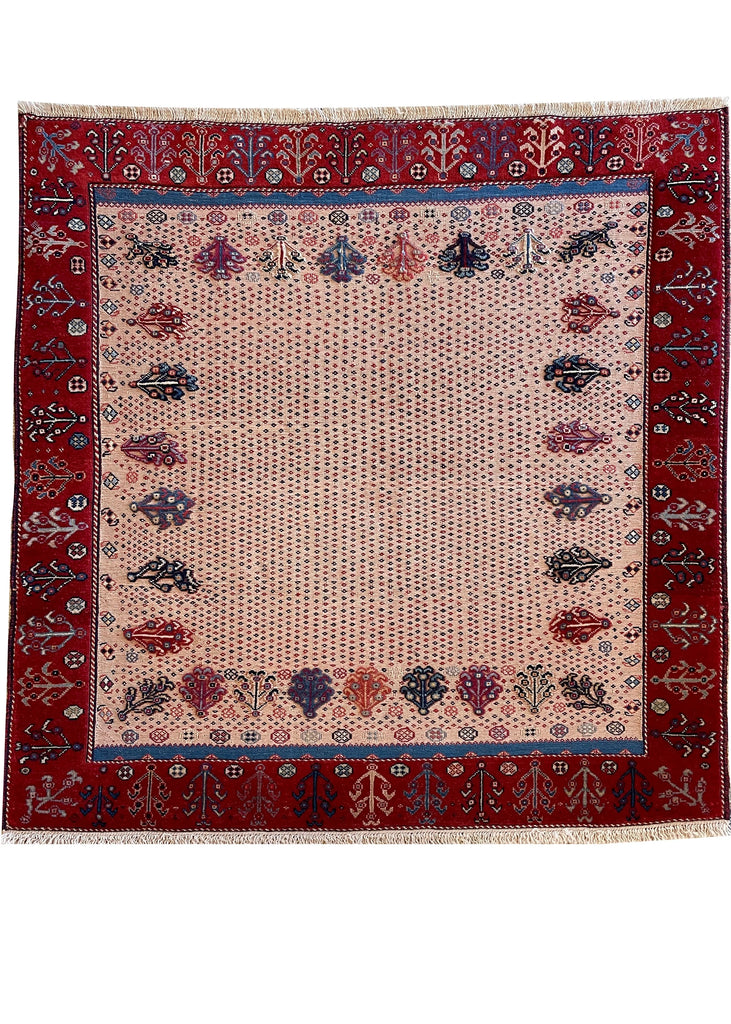 4'5"x4'5" Sirjan Sofreh Hand Knotted