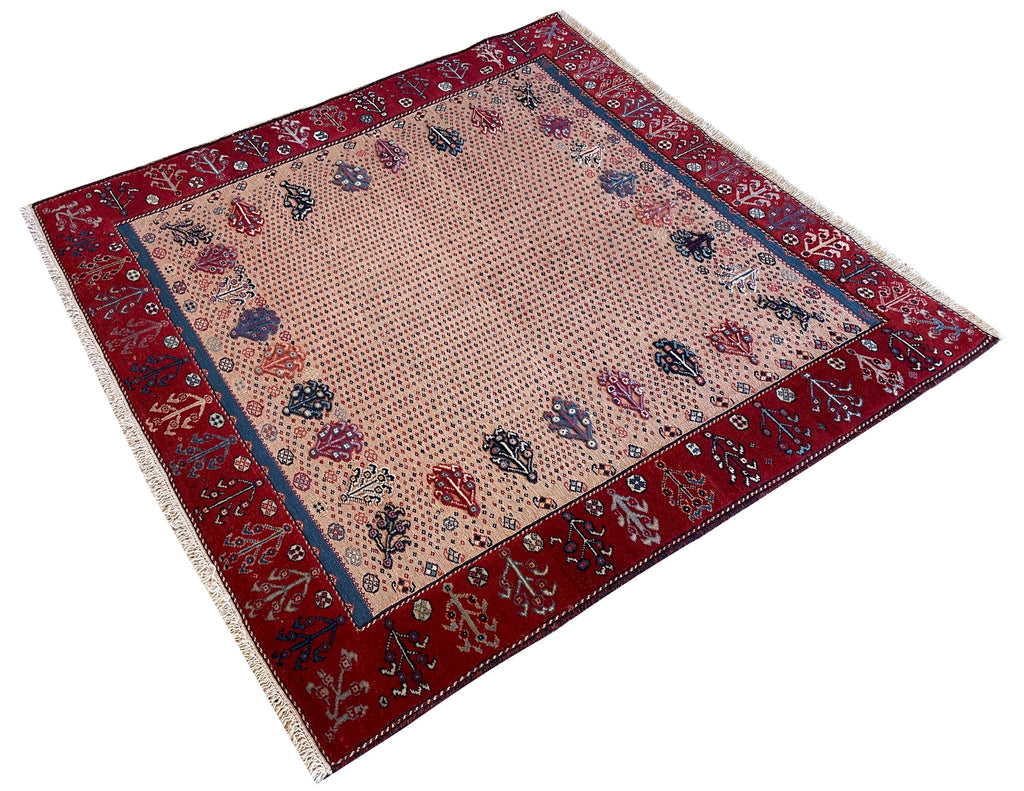 4'5"x4'5" Sirjan Sofreh Hand Knotted