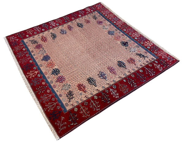 4'5"x4'5" Sirjan Sofreh Hand Knotted