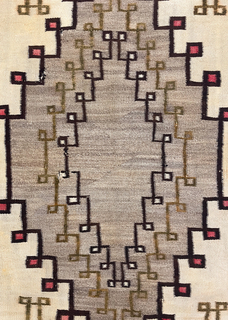 4'5x5'11" Navajo Crystal "Spider Women Cross" Hand Knotted