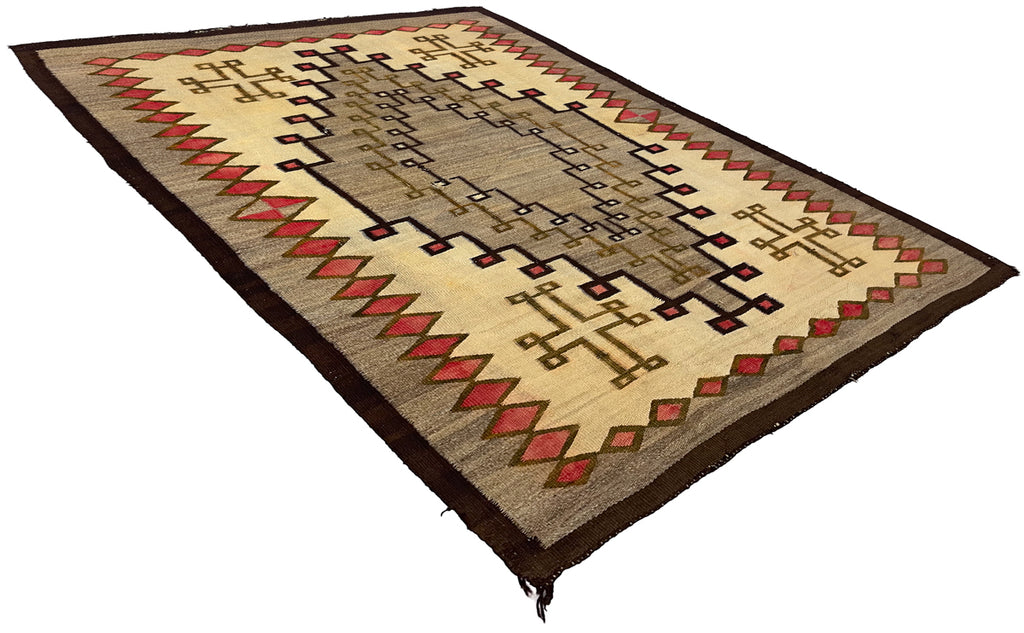 4'5x5'11" Navajo Crystal "Spider Women Cross" Hand Knotted