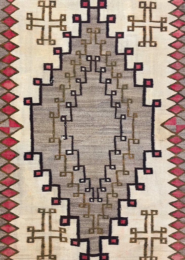 4'5x5'11" Navajo Crystal "Spider Women Cross" Hand Knotted