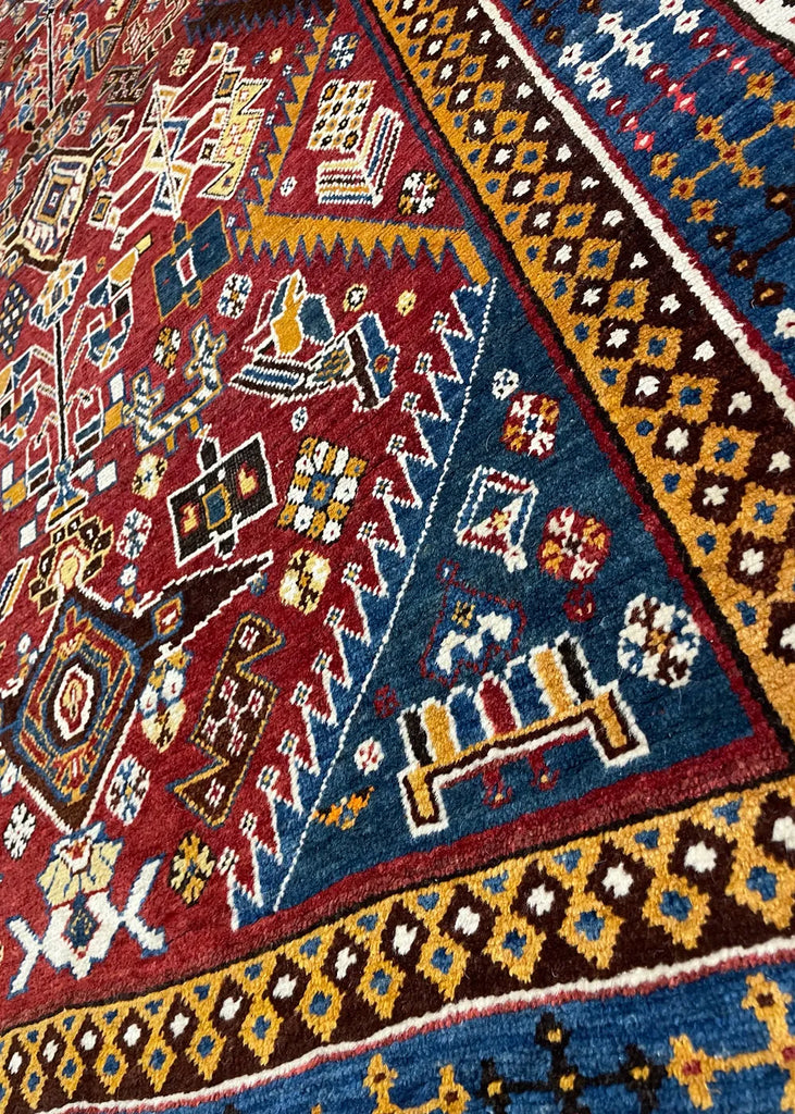 4'5"x6'7" Qashqai "Kashkuli" Hand Knotted
