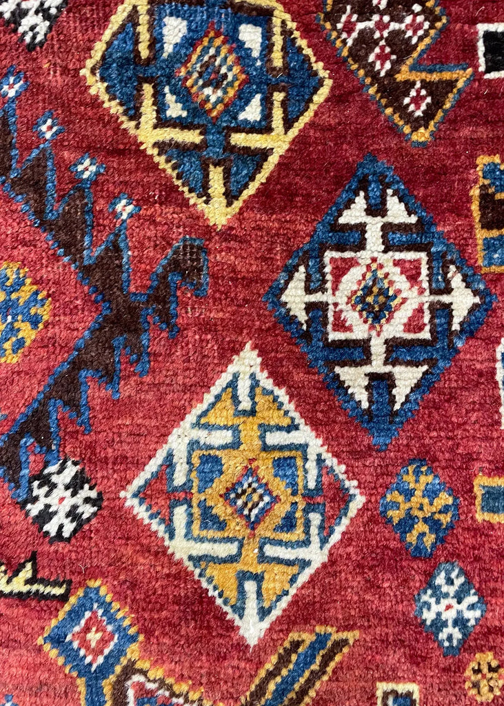 4'5"x6'7" Qashqai "Kashkuli" Hand Knotted