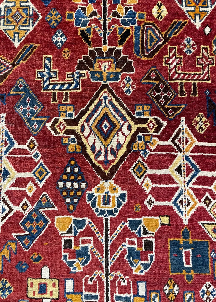 4'5"x6'7" Qashqai "Kashkuli" Hand Knotted