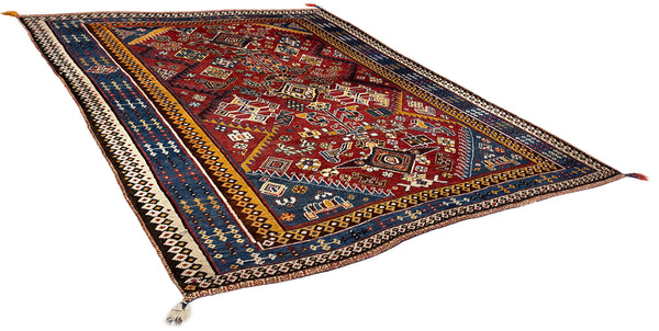 4'5"x6'7" Qashqai "Kashkuli" Hand Knotted
