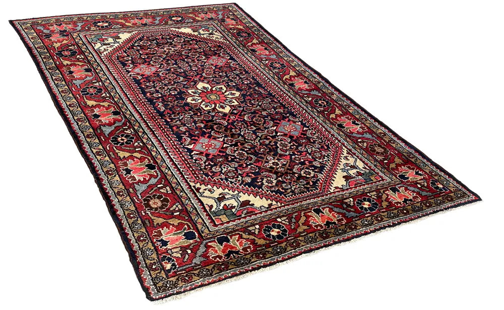 4'5"x6'8" Hamadan Hand Knotted