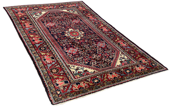 4'5"x6'8" Hamadan Hand Knotted