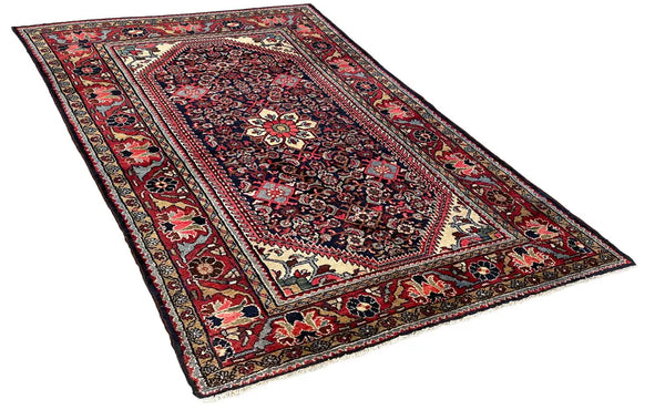 4'5"x6'8" Hamadan Hand Knotted