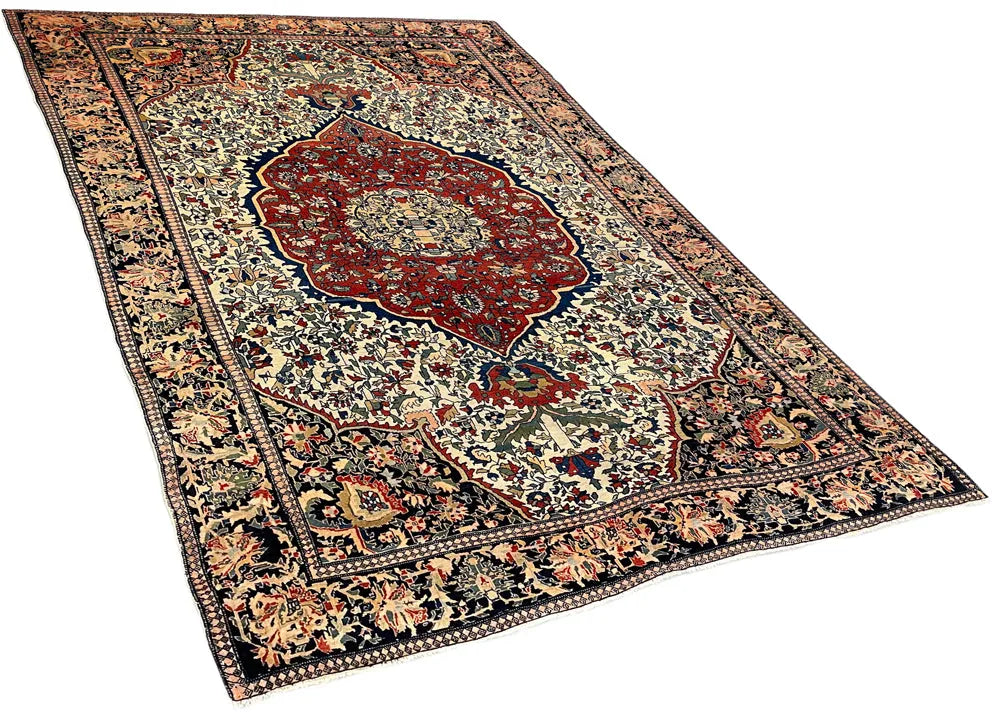 4'7"x6'2" Farahan Sarouk Hand Knotted