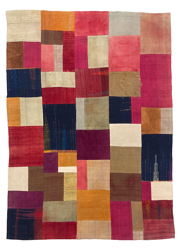 4'8"x6'4" Ethicon Patchwork Kilim Hand Woven