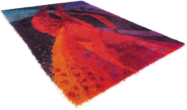 4'8"x6'8" Mid Century Modern "Rya" Hand Knotted