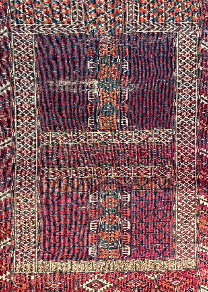 4'x4'10" Tekke Ensi Hand Knotted