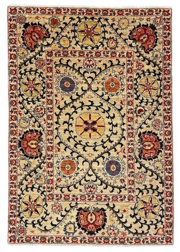 4'x5'10" Suzani Hand Knotted