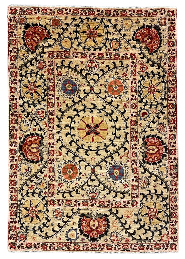 4'x5'10" Suzani Hand Knotted