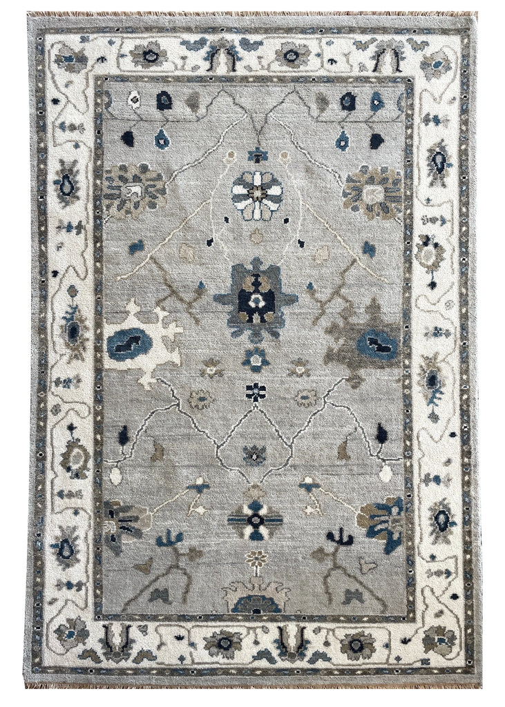 4'x5'11" Indo-Oushak Hand Knotted