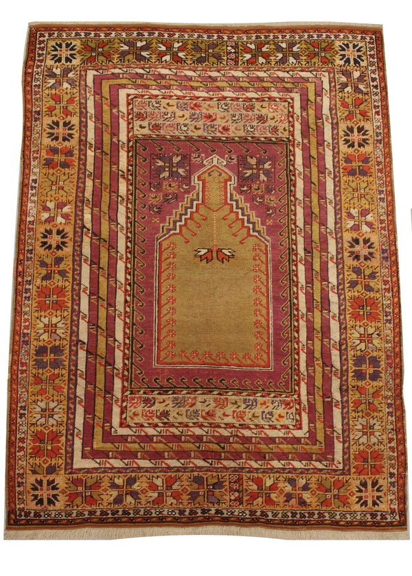4x5'3" Kersehir Prayer Rug Hand Knotted