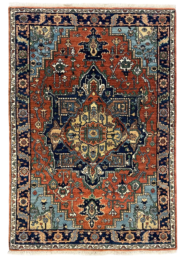 4'x6' Heriz Hand Knotted