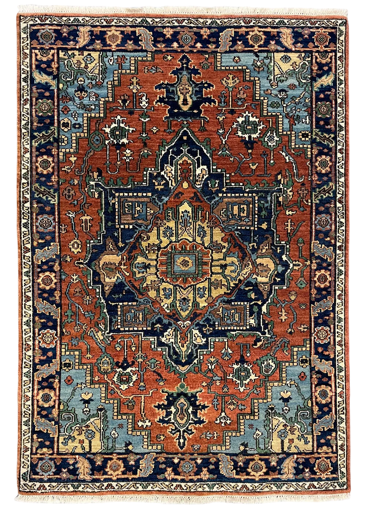 4'x6' Heriz Hand Knotted
