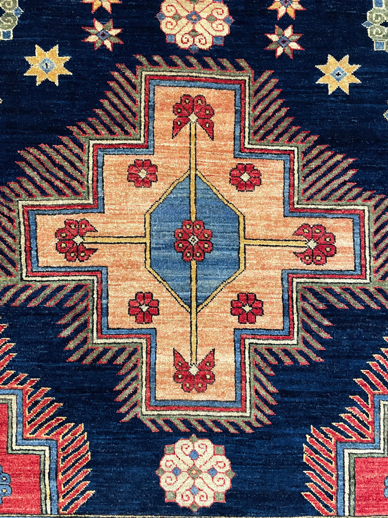 5'1"x6'11" Afghan-Kazak Hand Knotted