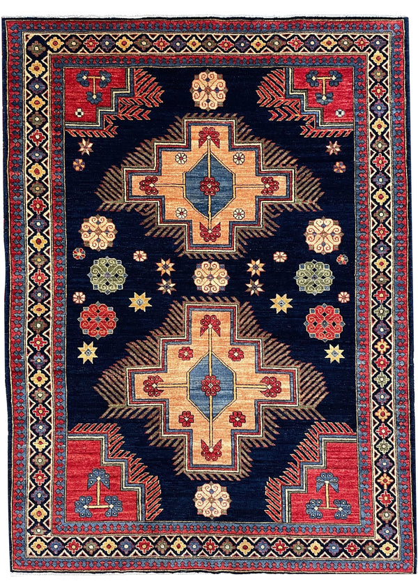 5'1"x6'11" Afghan-Kazak (s) Hand Knotted