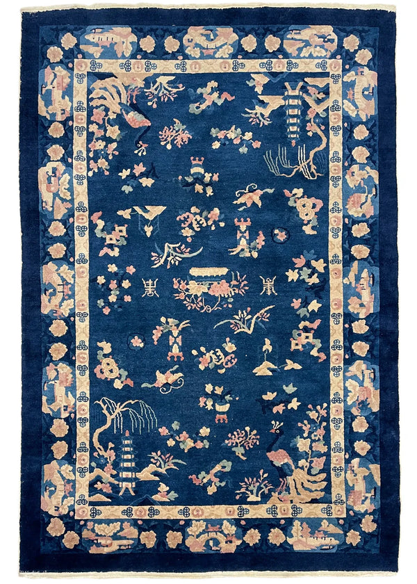 5'2"x7'11" Ningxia Pictorial Hand Knotted