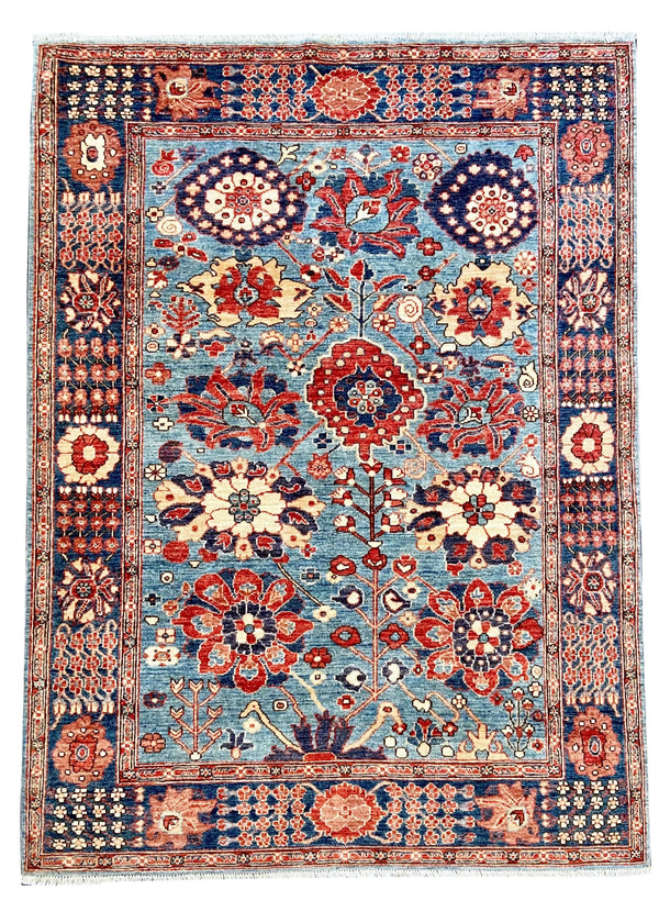 5'2"x7' Afghan-Harshang Hand Knotted